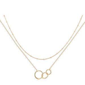 Layered Heart Necklace Pendant Handmade 18k Gold Plated